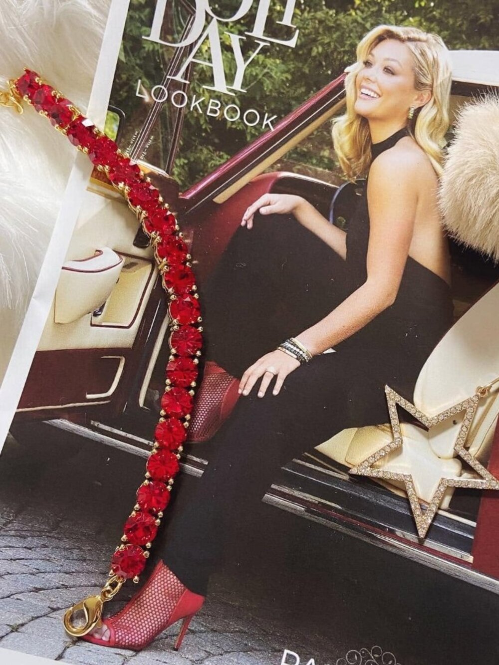 Park Lane Poinsettia Red Impression Tennis Bracelet Rare Limited Edition - Picture 2 of 9